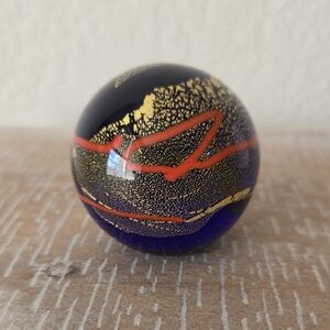 PartyLite Blue and Gold Artistic Glass Sphere